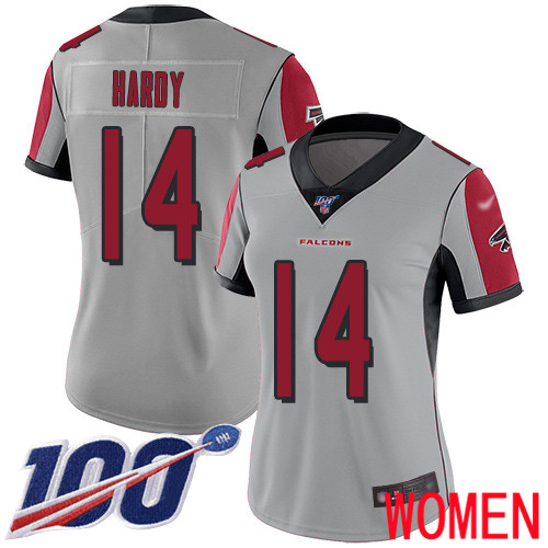 Atlanta Falcons Limited Silver Women Justin Hardy Jersey NFL Football 14 100th Season Inverted Legend